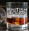 British Fire Service - Engraved Whiskey Tumbler Glass 330ml - we can engrave any design - fire rescue service / fire brigade
