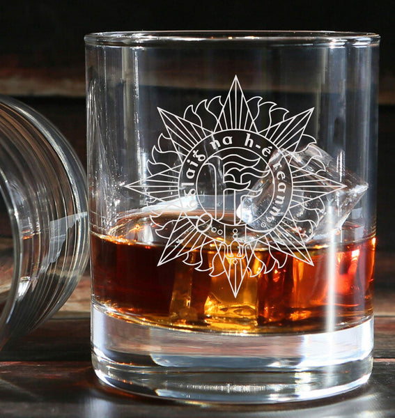 Irish Defence Force - Engraved Whiskey Tumbler Glass 330ml - idf / Fórsaí Cosanta / Óglaigh na hÉireann