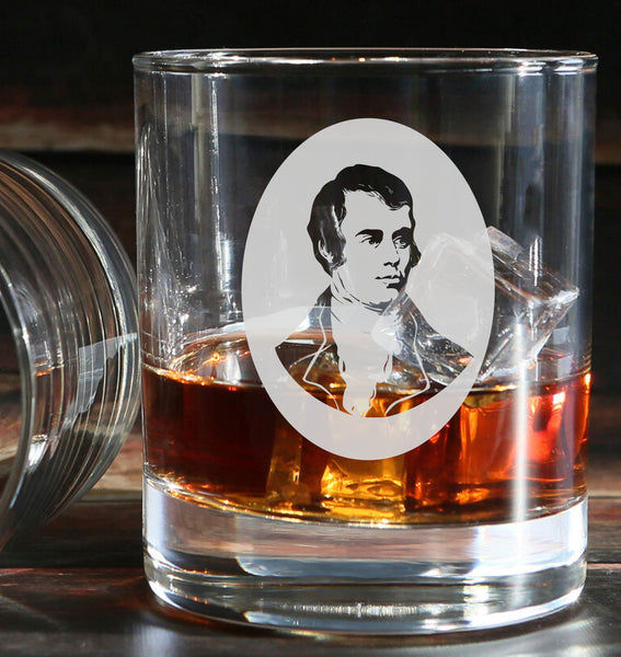 Robert 'Rabbie' Burns - Engraved Whiskey Tumbler Glass 330ml - we can engrave any design - burns night supper scottish poet