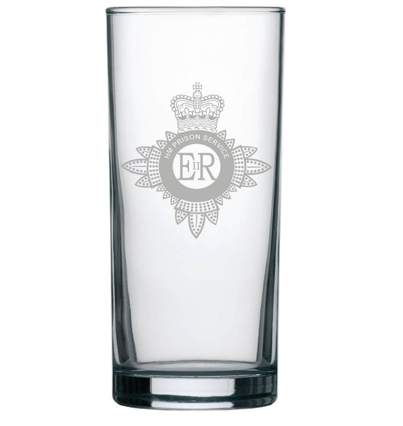 hmp / hm prison service crest - Engraved Hi Ball / Tall Tumbler/ tall mixer Glass 290ml - we can engrave any design