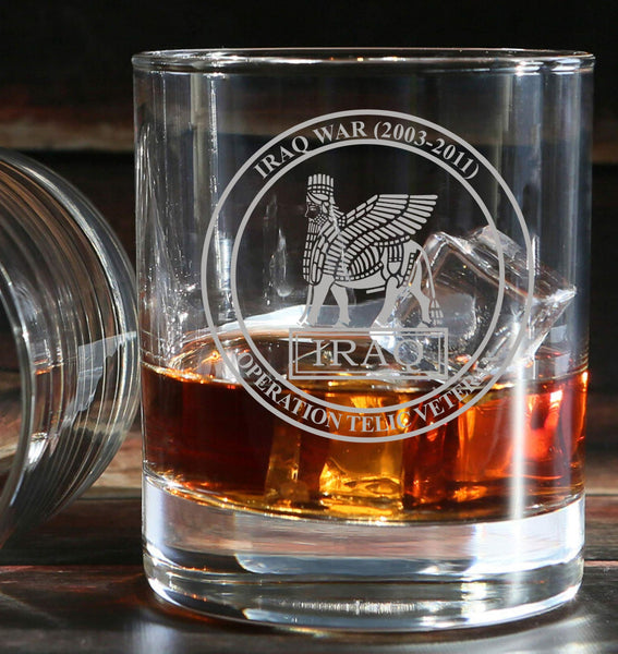 OP TELIC / Iraq / VETERAN - Engraved Whiskey Tumbler Glass 330ml - we can engrave any design