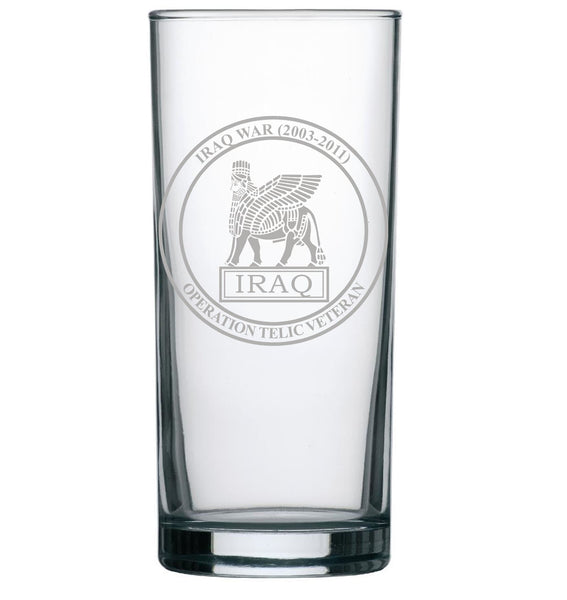 Iraq / Op Telic / Lamssu - Engraved Hi Ball / Tall Tumbler/ tall mixer Glass 290ml - we can engrave any design