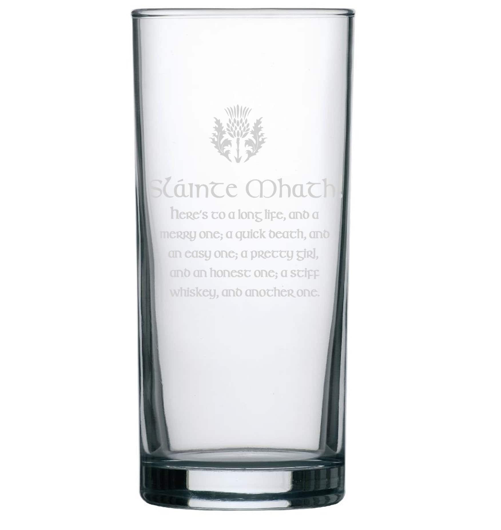 Slainte Mhath / gaelic / toast - Engraved Hi Ball / Tall Tumbler/ tall mixer Glass 290ml - we can engrave any design -