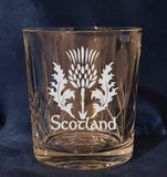 Scotland Thistle logo - Engraved High Quality Heavy Sword cut pattern crystal whiskey Tumbler Glass 320ml