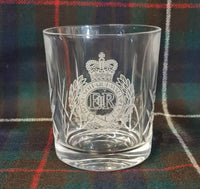 Royal Engineers / CRE / RE / Sapper logo - Engraved High Quality Heavy Sword cut pattern crystal whiskey Tumbler Glass 320ml