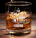 The Man The Myth The Legend / logo / motif - Engraved Etched whiskey Tumbler Glass 330ml