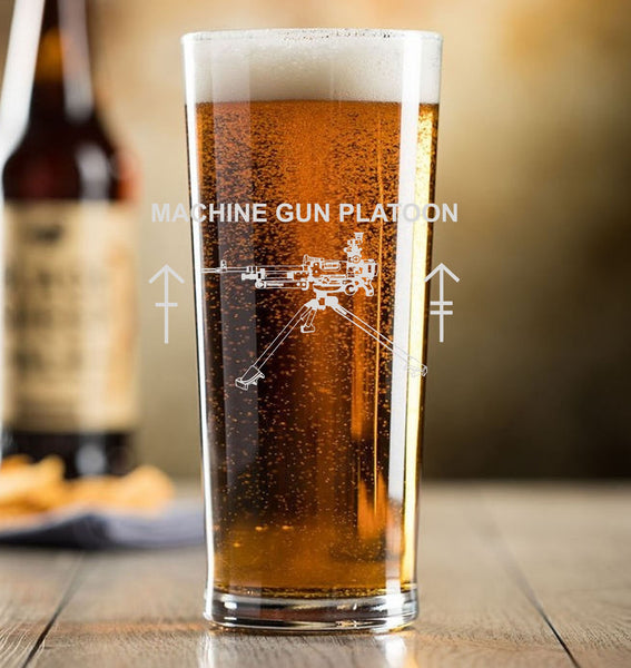 Machine gun Platoon / support company - Engraved Contemporary Slim Conical Pint Glass 570ml - British Army infantry