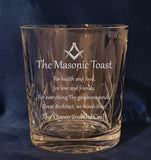 Masonic Toast / Freemason / Masonic / Mason - Engraved High Quality Heavy Sword cut pattern crystal whiskey Tumbler Glass 320ml