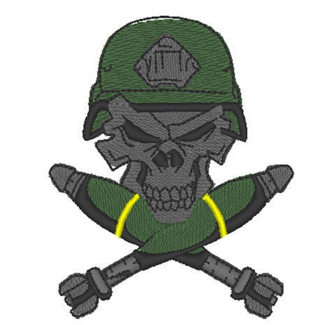 Mörserzug – Totenkopf und gekreuzte 81-mm-Mörserbomben – Gesticktes Design – Wähle dein Kleidungsstück