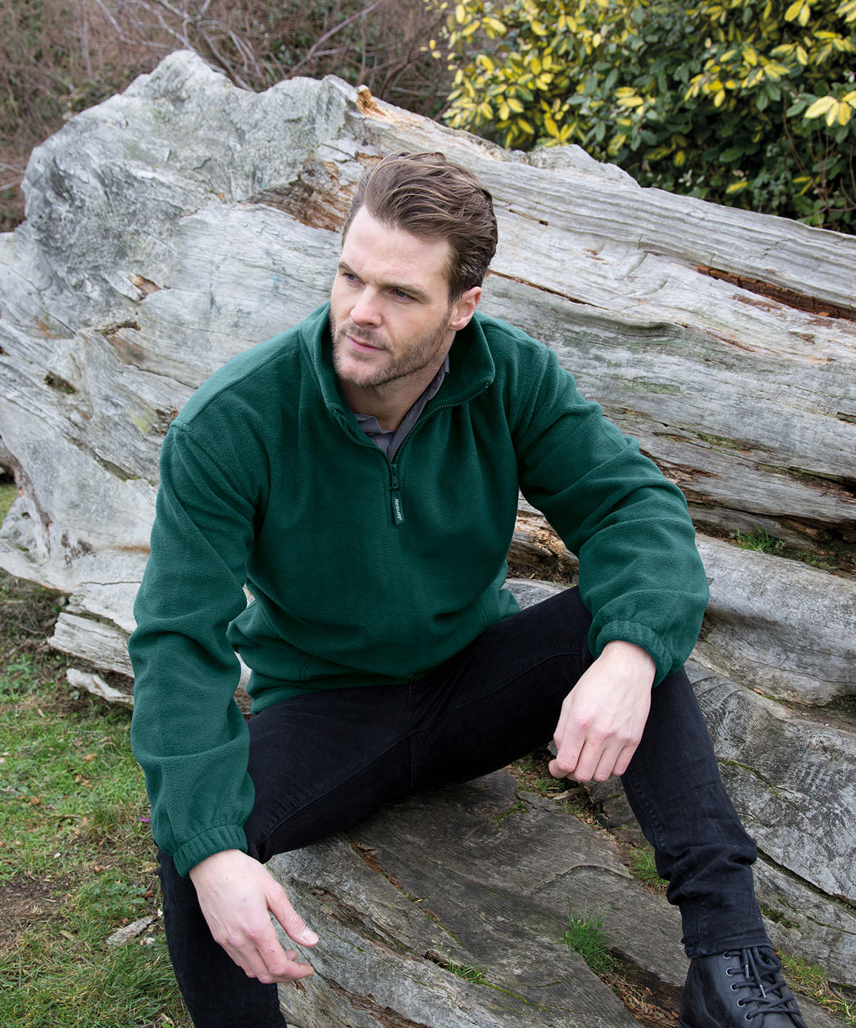 Bestickte Fleecejacke mit 1/4-Reißverschluss