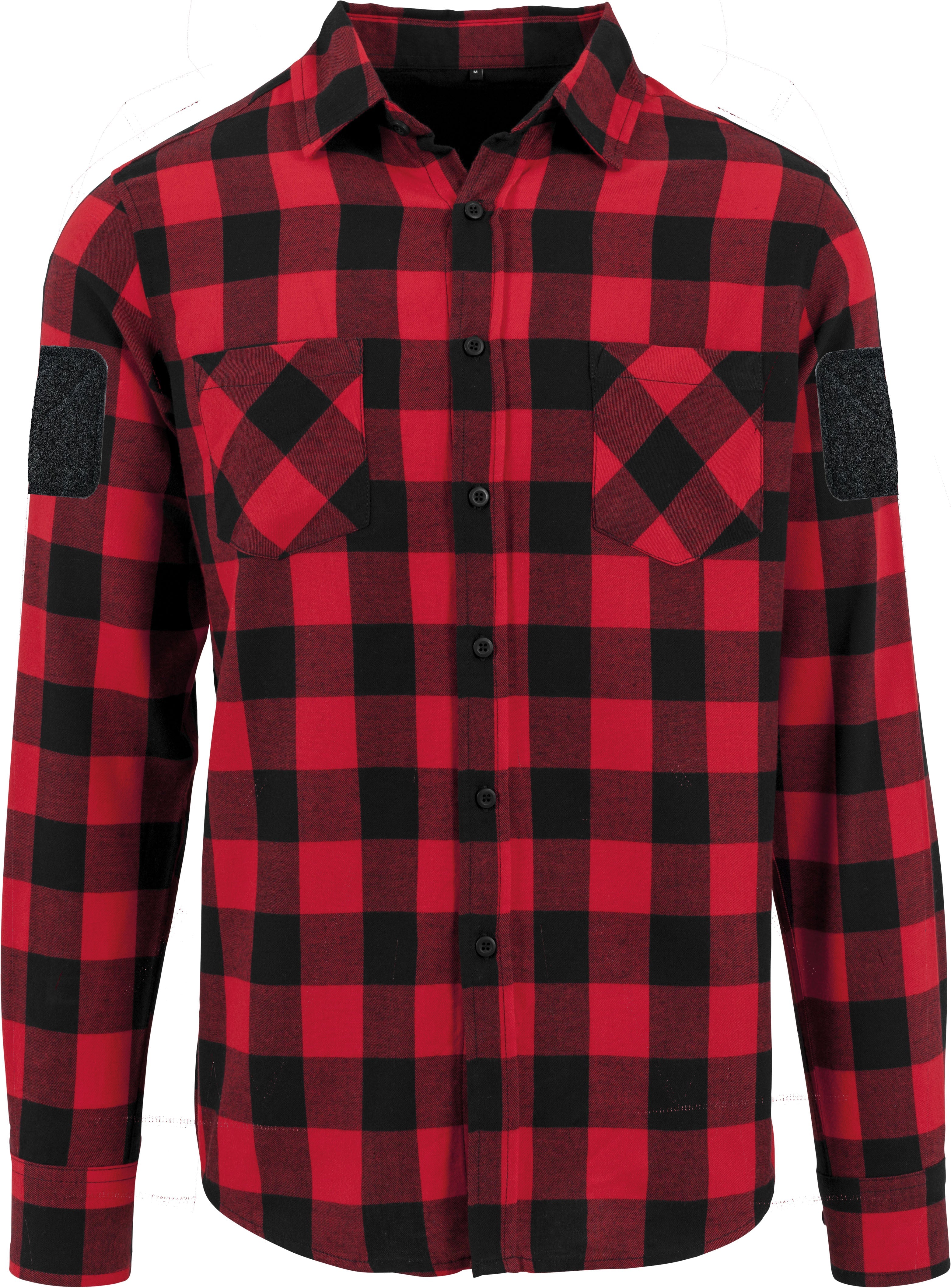H39 Exclusive - Tactical Checked flannel long sleeve shirt Complete with velcro arm patches (red black check)