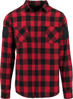 H39 Exclusive - Tactical Checked flannel long sleeve shirt Complete with velcro arm patches (red black check)